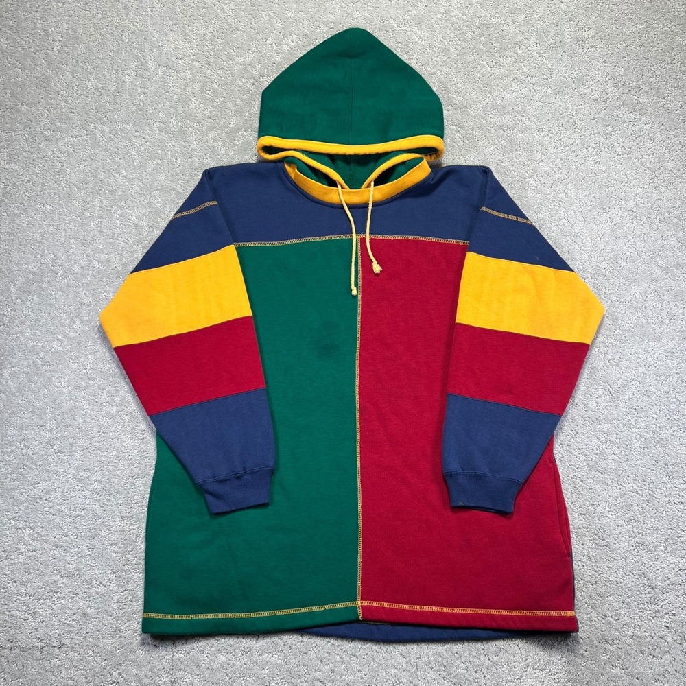 VINTAGE Lauren Brooke Hoodie Size 20W‎ Colorblock Sweatshirt Pullover After Hood